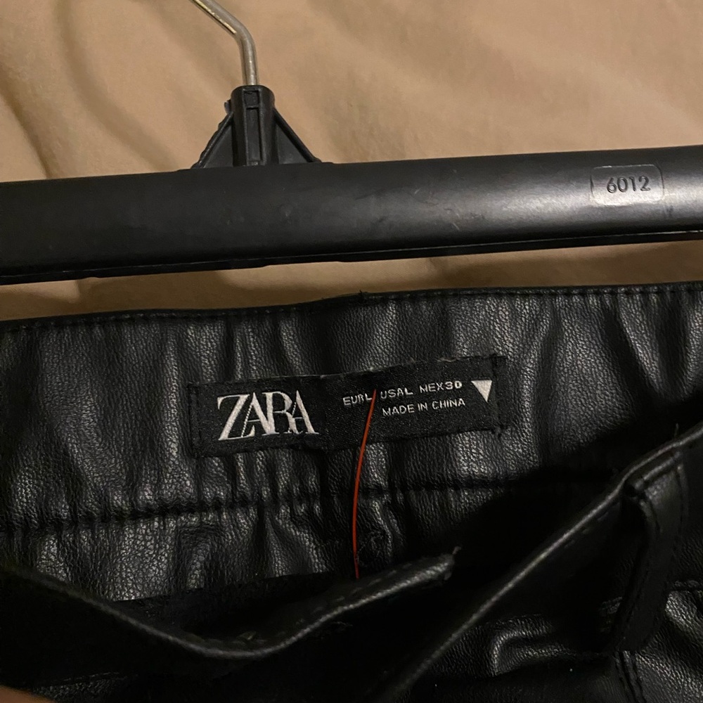 Zara Jet Black Leather Trousers